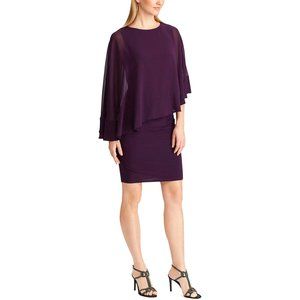 NWT CHAPS CAPELET DRESS - PLUM (SIZE 6)